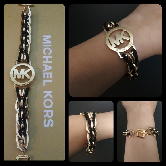 Michael Kors Logo Woven 14K Gold Filled Bracelet - Picture 1 of 11